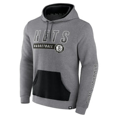 Fanatics Brooklyn Nets Off The Bench Color Block Pullover Hoodie Heathered Gray