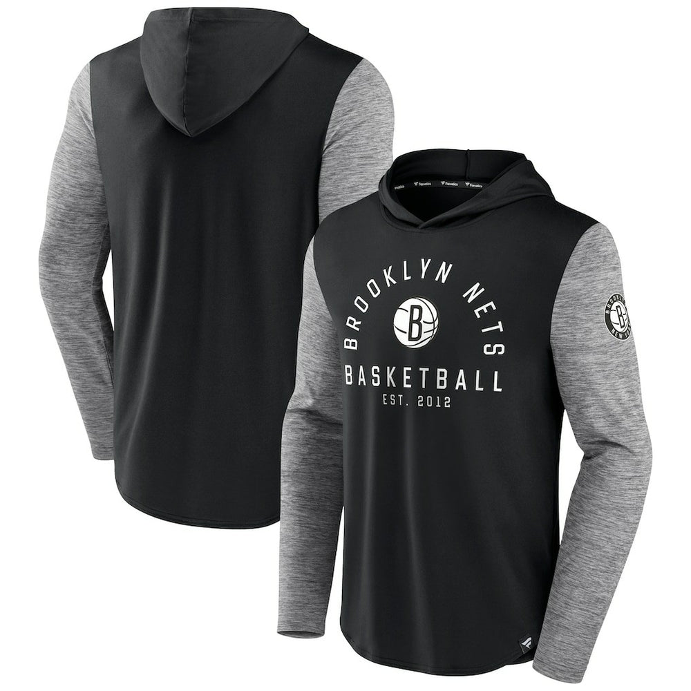 Fanatics Brooklyn Nets Deep Rotation Performance Pullover Hoodie Black/Heathered Charcoal