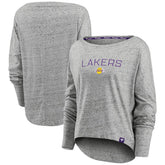 Fanatics Los Angeles Lakers Women's Nostalgia Off-The-Shoulder Long Sleeve T-Shirt Heathered Gray
