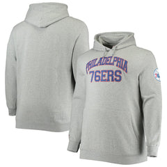 Mitchell & Ness Philadelphia 76ers Hardwood Classics Big & Tall Throwback Pullover Hoodie Heathered Gray