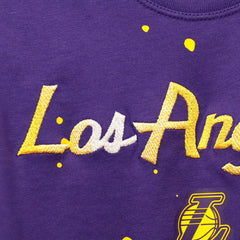 Nike Los Angeles Lakers Women's Courtside Splatter Cropped T-Shirt Purple