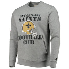 New Orleans Saints Starter Locker Room Throwback End Zone Pullover Sweatshirt - Gray - NFL
