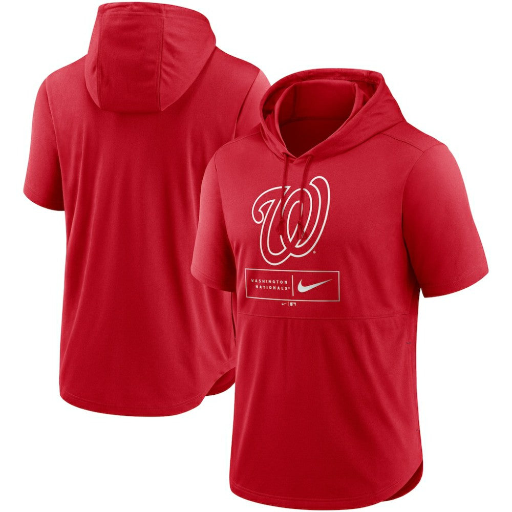 Washington Nationals Nike Lockup Performance Short Sleeve Lightweight Hooded Top Near Me