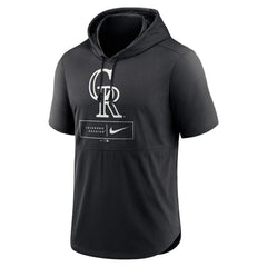 Colorado Rockies Nike Lockup Performance Short Sleeve Lightweight Hooded Top for sale