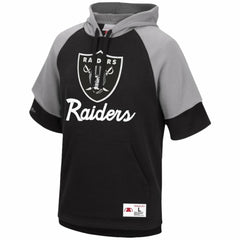 Las Vegas Raiders Home Advantage Raglan Short Sleeve Pullover Hoodie - Black - Mitchell & Ness
