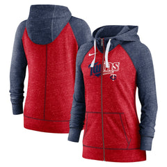 Minnesota Twins Nike Women's Split Wordmark Gym Vintage Raglan Lightweight Full-Zip Hoodie for sale
