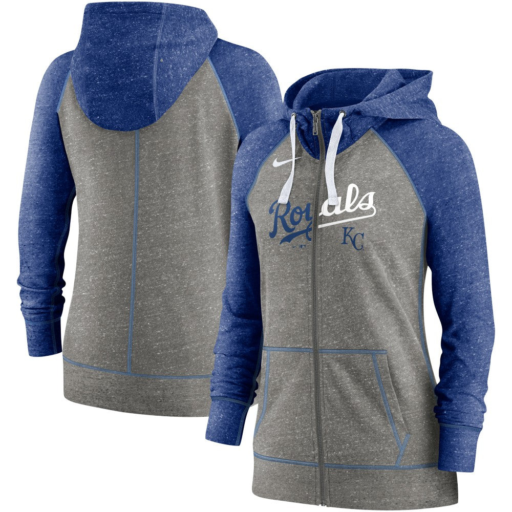 Kansas City Royals Nike Women's Split Wordmark Gym Vintage Raglan Lightweight Full-Zip Hoodie Discount
