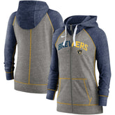 Milwaukee Brewers Nike Women's Split Wordmark Gym Vintage Raglan Lightweight Full-Zip Hoodie Discount