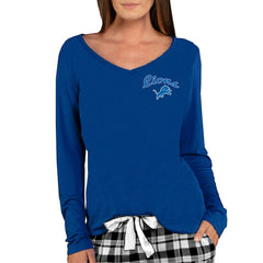 Detroit Lions Concepts Sport Women's Marathon Knit Long Sleeve Lightweight V-Neck Lounge Top - Blue - NFL