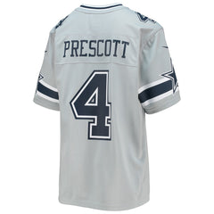 Dak Prescott Dallas Cowboys Youth Inverted Team Game Jersey - Silver - Nike