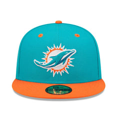 Miami Dolphins New Era Flipside 2Tone 59FIFTY Fitted Hat - Aqua/Orange - NFL