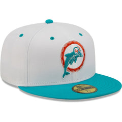 Miami Dolphins New Era Flipside 2Tone 59FIFTY Fitted Hat - White/Aqua - NFL