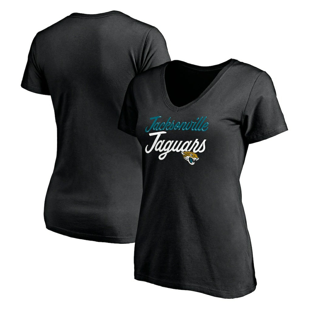 Jacksonville Jaguars Women's Long Stride V-Neck T-Shirt - Black - NFL