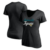 Jacksonville Jaguars Women's Long Stride V-Neck T-Shirt - Black - NFL