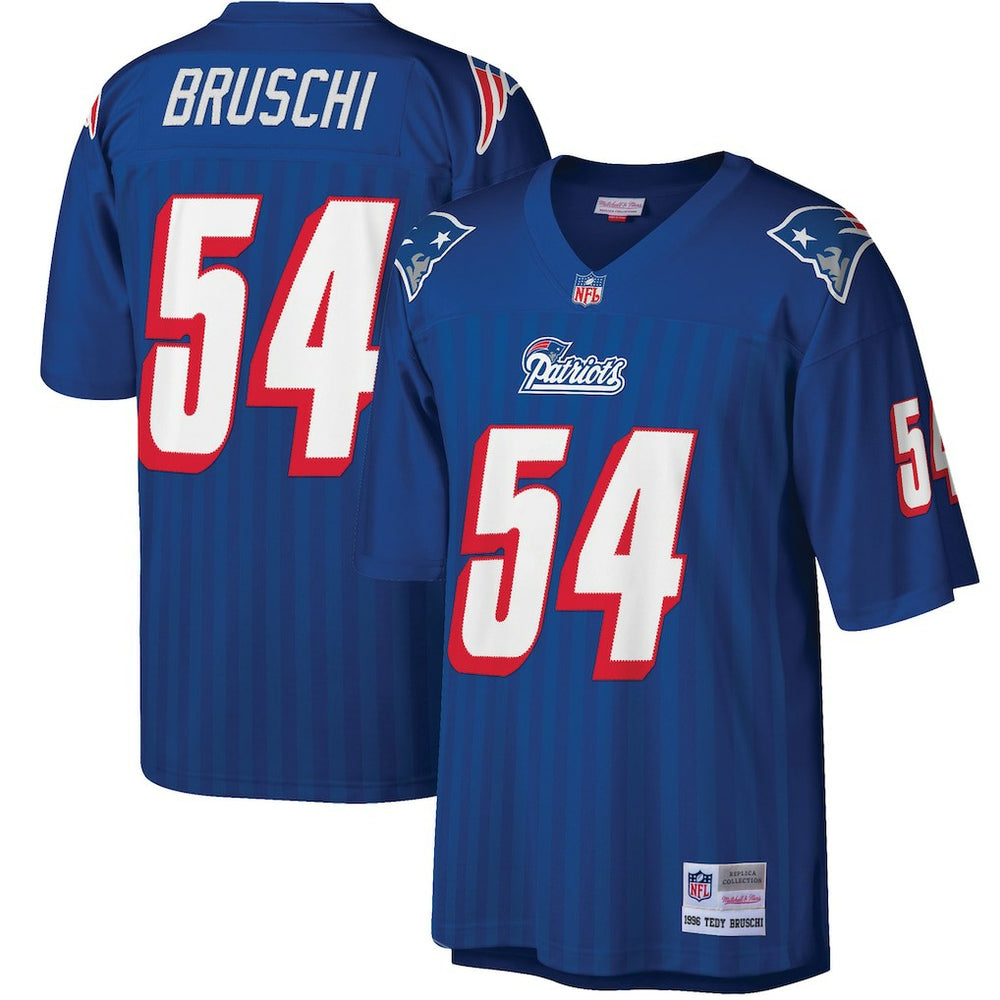Tedy Bruschi New England Patriots Big & Tall 1996 Retired Player Replica Jersey - Royal - Mitchell & Ness
