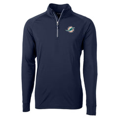 Miami Dolphins Cutter & Buck Adapt Eco Knit Quarter-Zip Pullover Jacket - Navy - NFL