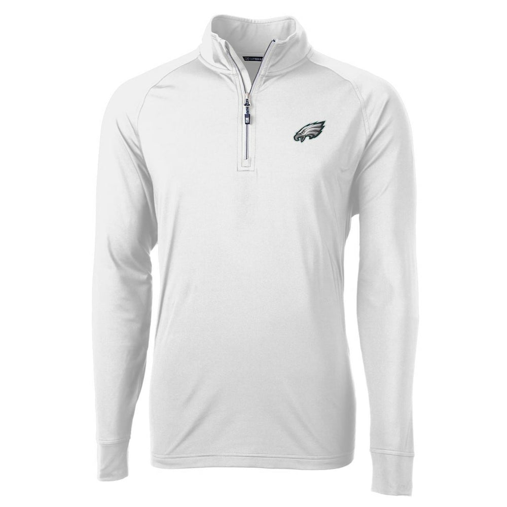 Philadelphia Eagles Cutter & Buck Adapt Eco Knit Quarter-Zip Pullover Jacket - White - NFL