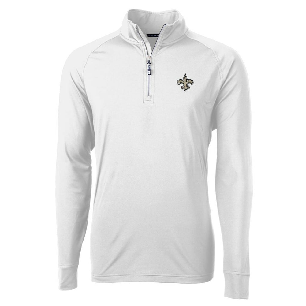New Orleans Saints Cutter & Buck Adapt Eco Knit Quarter-Zip Pullover Jacket - White - NFL