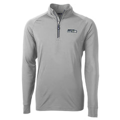 Seattle Seahawks Cutter & Buck Adapt Eco Knit Quarter-Zip Pullover Jacket - Gray - NFL