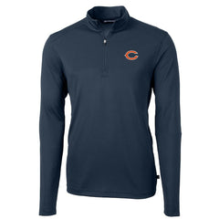 Chicago Bears Cutter & Buck Virtue Eco Pique Recycled Quarter-Zip Pullover Jacket - Navy - NFL