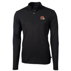 Cleveland Browns Cutter & Buck Virtue Eco Pique Recycled Quarter-Zip Pullover Jacket - Black - NFL