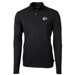 Kansas City Chiefs Cutter & Buck Virtue Eco Pique Recycled Quarter-Zip Pullover Jacket - Black - NFL