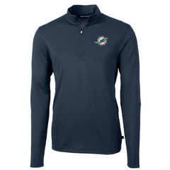 Miami Dolphins Cutter & Buck Virtue Eco Pique Recycled Quarter-Zip Pullover Jacket - Navy - NFL