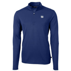 New York Giants Cutter & Buck Virtue Eco Pique Recycled Quarter-Zip Pullover Jacket - Royal - NFL