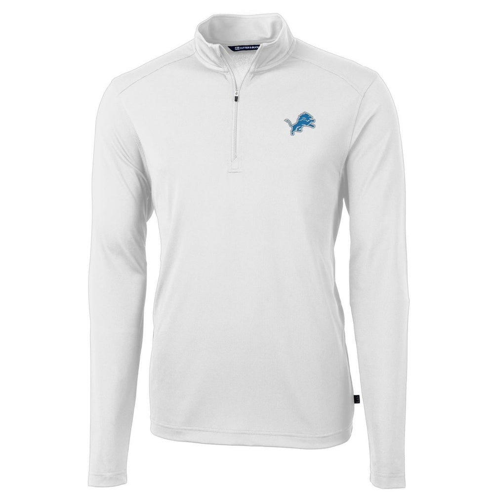 Detroit Lions Cutter & Buck Virtue Eco Pique Recycled Quarter-Zip Pullover Jacket - White - NFL
