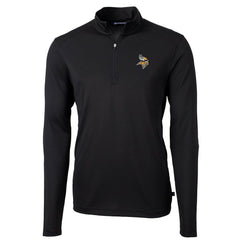 Minnesota Vikings Cutter & Buck Virtue Eco Pique Recycled Quarter-Zip Pullover Jacket - Black - NFL