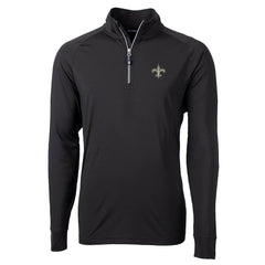 New Orleans Saints Cutter & Buck Big & Tall Adapt Eco Knit Quarter-Zip Pullover Jacket - Black - NFL