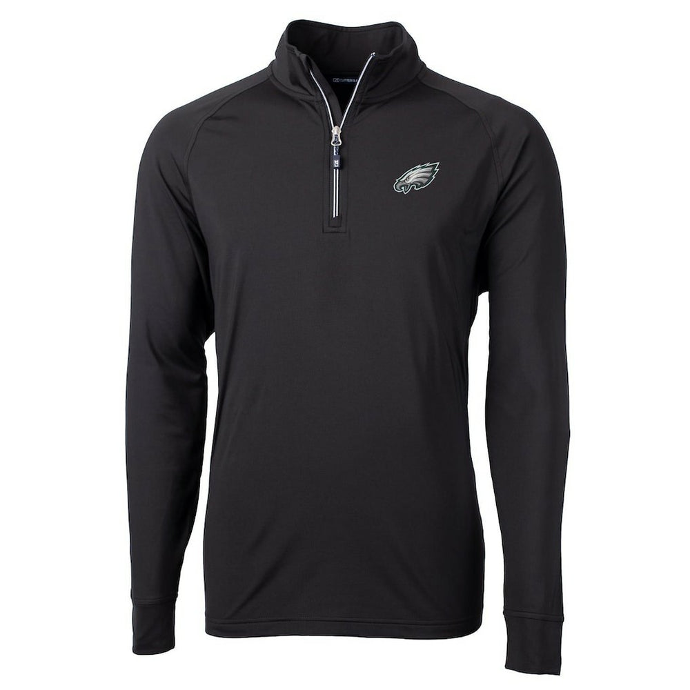 Philadelphia Eagles Cutter & Buck Big & Tall Adapt Eco Knit Quarter-Zip Pullover Jacket - Black - NFL