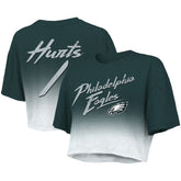 Jalen Hurts Philadelphia Eagles Majestic Threads Women's Dip-Dye Player Name & Number Crop Top - Green/White - NFL