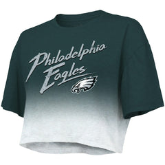 Jalen Hurts Philadelphia Eagles Majestic Threads Women's Dip-Dye Player Name & Number Crop Top - Green/White - NFL