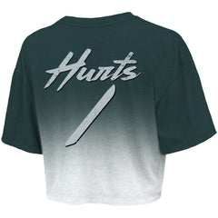 Jalen Hurts Philadelphia Eagles Majestic Threads Women's Dip-Dye Player Name & Number Crop Top - Green/White - NFL