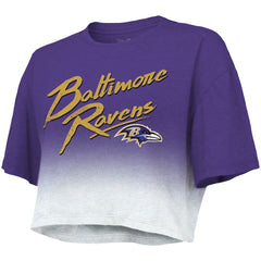 Lamar Jackson Baltimore Ravens Majestic Threads Women's Dip-Dye Player Name & Number Crop Top - Purple/White - NFL