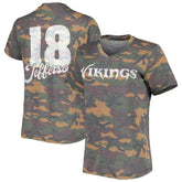 Justin Jefferson Minnesota Vikings Women's Name & Number Tri-Blend V-Neck T-Shirt - Camo - NFL