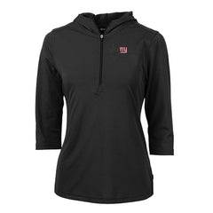 New York Giants Cutter & Buck Women's Virtue Eco Pique Half-Zip 3/4 Sleeve Pullover Hoodie - Black - NFL