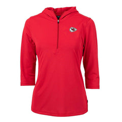 Kansas City Chiefs Cutter & Buck Women's Virtue Eco Pique Half-Zip 3/4 Sleeve Pullover Hoodie - Red - NFL