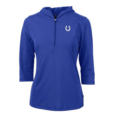 Indianapolis Colts Cutter & Buck Women's Virtue Eco Pique Half-Zip 3/4 Sleeve Pullover Hoodie - Royal - NFL