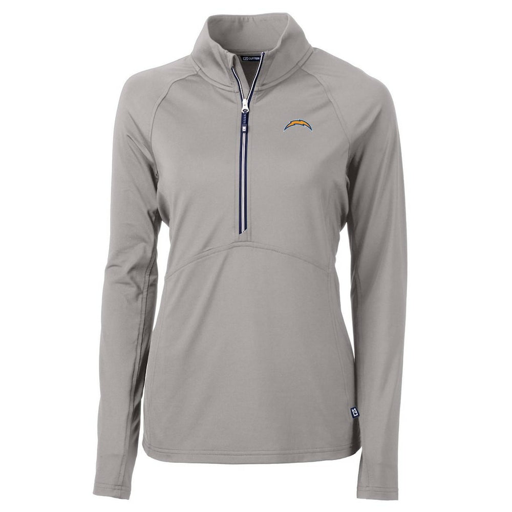 Los Angeles Chargers Cutter & Buck Women's Adapt Eco Knit Half-Zip Pullover Jacket - Gray - NFL