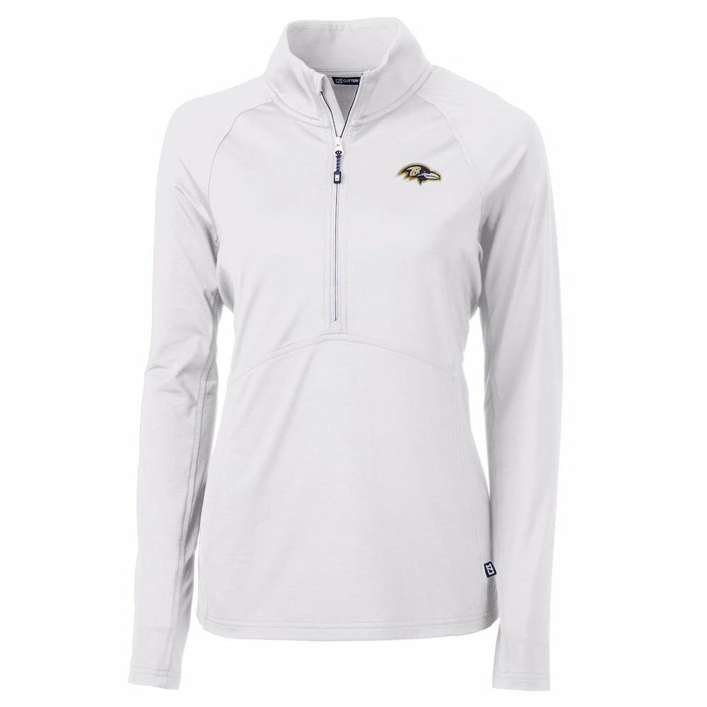 Baltimore Ravens Cutter & Buck Women's Adapt Eco Knit Half-Zip Pullover Jacket - White - NFL