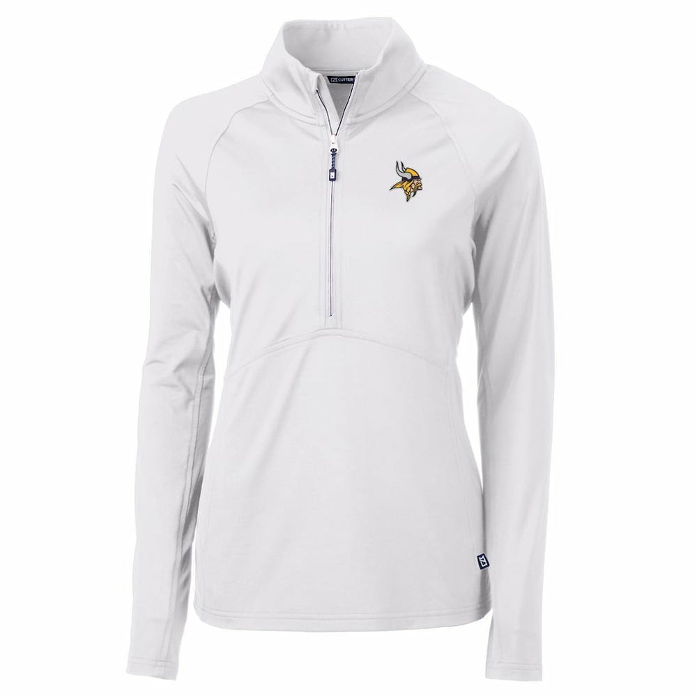 Minnesota Vikings Cutter & Buck Women's Adapt Eco Knit Half-Zip Pullover Jacket - White - NFL