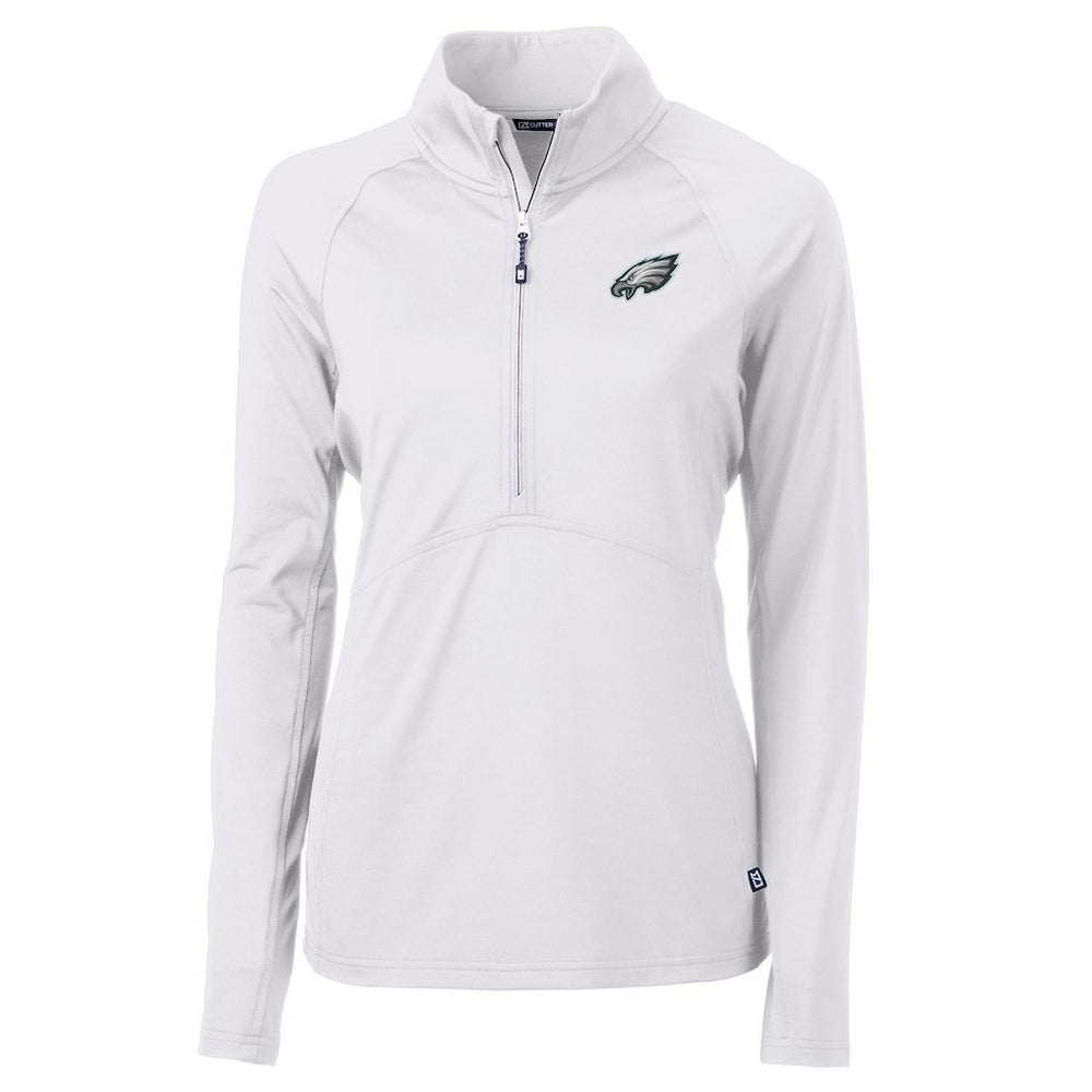 Philadelphia Eagles Cutter & Buck Women's Adapt Eco Knit Half-Zip Pullover Jacket - White - NFL