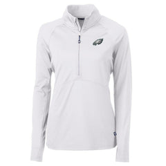 Philadelphia Eagles Cutter & Buck Women's Adapt Eco Knit Half-Zip Pullover Jacket - White - NFL