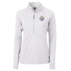 Pittsburgh Steelers Cutter & Buck Women's Adapt Eco Knit Half-Zip Pullover Jacket - White - NFL