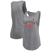 Fanatics Chicago Bulls Women's Quality Time Open Scoop Neck Tri-Blend Tank Top Heathered Gray