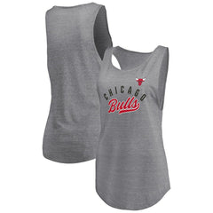 Fanatics Chicago Bulls Women's Quality Time Open Scoop Neck Tri-Blend Tank Top Heathered Gray