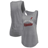 Fanatics Portland Trail Blazers Women's Quality Time Open Scoop Neck Tri-Blend Tank Top Heathered Gray