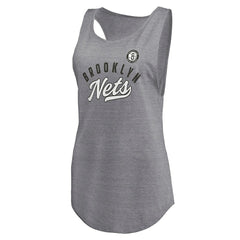 Fanatics Brooklyn Nets Women's Quality Time Open Scoop Neck Tri-Blend Tank Top Heathered Gray